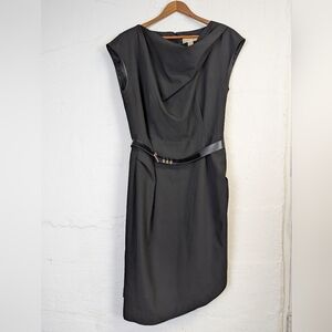 Michael Kors Black Sheath Dress Womens 10 Asymmetric Hem Classic Office Career